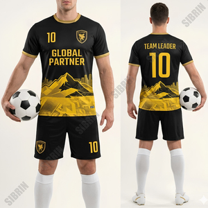 Ensemble d'uniformes de football personnalisés sublimés SIBRIN |   Maillots et shorts d'équipe Logo Nom Numéro |   Tissu respirant et à séchage rapide 100% polyester - Product Image 4