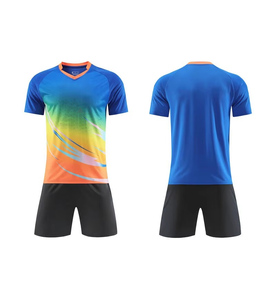 Conjunto de Uniforme de Fútbol Personalizado Naranja y Azul Marino de Manga Corta con Estampado, Kit de Fútbol con Degradado, Ropa Deportiva Transpirable de Secado Rápido, Fabricante OEM - Product Image 5