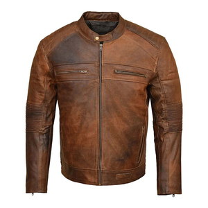 Nueva Chaqueta de Cuero Tejido para Hombre, a la Moda, con Cuello Alto, Logotipo Frontal, Cuero Genuino, Resistente al Viento, Transpirable, con Capucha - Product Image 1