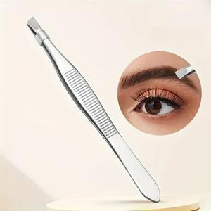 Pince à épiler professionnelle en acier inoxydable - Outil de précision à pointe plate pour le façonnage des sourcils et l'épilation - Outil de beauté - Product Image 1