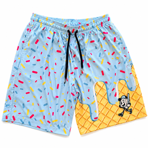 Shorts de Baño para Hombre con Estampado de Cono de Helado, Secado Rápido, Cordón Ajustable, Diseño Casual con Dibujos Animados, Corte Corto - Product Image 1