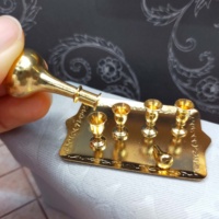 Accessoires miniatures pour maison de poupée 1:12, salle de musique fantaisie en laiton doré, cadeau en métal