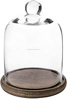 Bocal en verre transparent avec poignée supérieure et Base en bois, 37 styles, Cloche, présentoir, centre de table décoratif