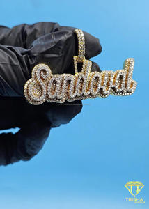 Hip Hop Moissanite Diamond <b>Name</b> Pendant Iced Out Gold <b>Chain</b> Custom Bling Jewelry Gift - Product Image 2