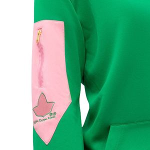 Chaqueta Deportiva Verde y Rosa para Mujer, con Cierre Completo, Escudo Bordado, Manga Larga, Informal, Deportiva, Cómoda - Product Image 2