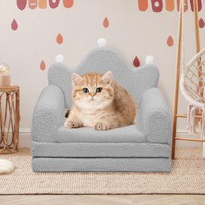 Tiara Shaped Convertible <b>Dog</b> Bed and <b>Sofa</b> 22.8\" X 18.8\" X 15.7\" Luxurious 2-in-1 Plush Cushion Machine Washable Pet Bed - Product Image 1