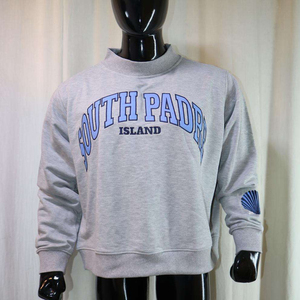 Sudadera con cuello simulado en blanco para serigrafía, estampado en relieve y bordado, de corte holgado y hombro caído, estilo universitario, para venta al por mayor, marca Cougs Letter - Product Image 4