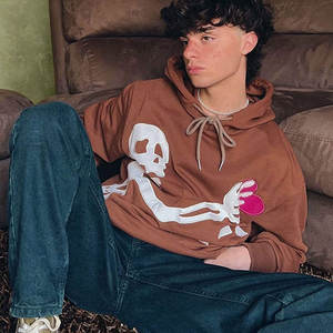 เสื้อฮู้ดซิปพิมพ์ลายตัวอักษรและดาวสไตล์เรโทร สำหรับผู้หญิงและผู้ชาย Y2k ฤดูใบไม้ผลิ ฤดูใบไม้ร่วง ผ้าฝ้ายผสม - Product Image 4