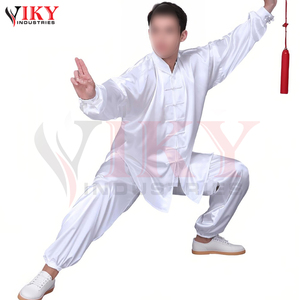Tenues d'entraînement et de performance en satin blanc pur pour hommes, uniformes de Tai Chi personnalisés avec logo, vente en gros 2026 - Product Image 3