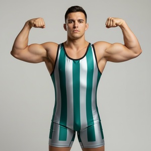 Combinaisons de lutte athlétiques unisexes personnalisables avec nom d'équipe et de joueur, sous-vêtements de fitness sculptants pour la lutte - Product Image 5