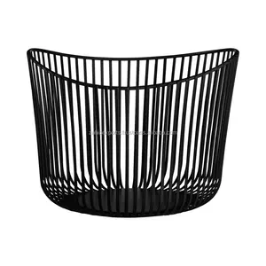 Elegant Rectangular Iron Metal Tray Basket Wooden Handle Foldable Dishwasher Safe Decor Set for Fruits Mid-Century Modern Design - Product Image 1