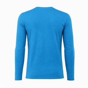 เสื้อยืดแขนยาวคอวีบีบอกระบายอากาศสำหรับผู้ชาย สีน้ำเงิน ผ้าวาฟเฟิล 100% ผ้าฝ้ายถัก แห้งเร็ว เหมาะสำหรับออกกำลังกายในยิม - Product Image 2