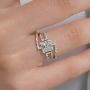 แหวนเพชรธรรมชาติทรงกลมและทรงปรินเซสสำหรับผู้หญิง ราคาโรงงาน - Product Image 1