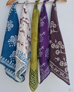Indian Handmade Block Printed 100% Cotton Bandana-Unisex <b>Square</b> Headscarf & Neck <b>Scarf</b> Floral Pattern Casual Spring Summer Gift - Product Image 6