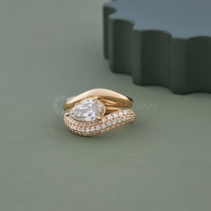 Trendy Design Pear Cut Curve Diamond <b>Ring</b> Lab Grown Diamond <b>Ring</b> with IGI Certified & VVS Clarity from <b>Indian</b> Supplier - Product Image 1