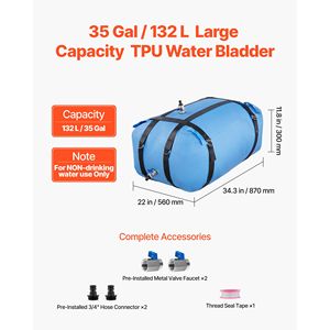 Serbatoio d'Acqua Pieghevole in TPU da 35 Galloni, Grande Capacità, Portatile e Impermeabile per Escursionismo - Product Image 2
