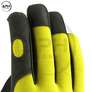 Nouveaux gants de mécanicien vert lime et noir, paume en textile, doigts entiers, ajustement réglable, pour hommes - Product Image 4