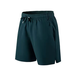 Shorts décontractés pour hommes, blancs, couleur unie, taille élastique avec cordon de serrage, respirants, taille mi-haute, en tissu tissé 100 % polyester - Product Image 4