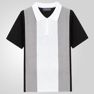 Polo de Golf de 3 botones holgado a rayas de punto de viscosa 100% de alta calidad para hombre, bordado de logotipo personalizado al por mayor de fábrica - Product Image 5