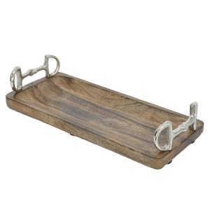 Bandeja de desayuno de madera de acacia premium para cama, forma ovalada, bandejas de lujo de madera con asas de herradura, últimas novedades en bandejas al por mayor - Product Image 6