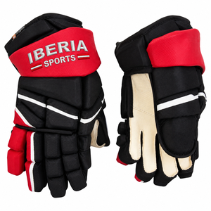 IBERIA Premium Black <b>Red</b> White Ice Hockey <b>Gloves</b> | Hockey Player <b>Gloves</b> | Custom OEM Wholesale - Product Image 1