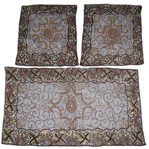 Hand Embroidered Decorative Dining <b>Table</b> <b>Cover</b> for Elegant Dining Room Decor - Product Image 1