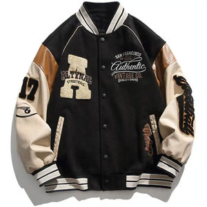 Nouvelle veste universitaire en cuir véritable, entièrement noire, coupe-vent, imperméable, pour homme, idéale pour l'hiver et les occasions formelles en extérieur. - Product Image 3
