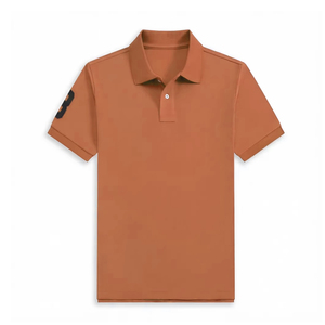Polo en coton pour homme, manches courtes, broderie, couleur unie, coupe classique, vêtements décontractés de golf - Product Image 4
