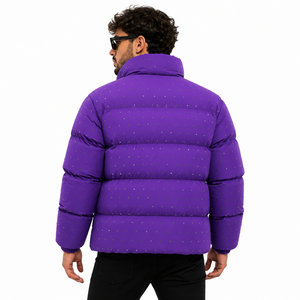 Custom Men Purple Puffer Jacket Winter Quilted <b>Bubble</b> <b>Coat</b> Lightweight Warm Insulated Zip Up Jacket OEM ODM Wholesale Fectory - Product Image 4