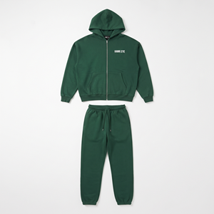 Conjunto de Sudadera con Capucha y Pantalones Deportivos para Hombre, con Cierre Completo, Logotipo Personalizado, Estilo Urbano, Felpa Francesa, Algodón, Talla Grande, Liso - Product Image 4