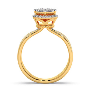 Anillo de Oro con Diamantes y Halo Ovalado Multibanda - Product Image 2