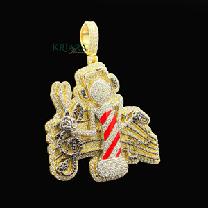 Pendentif Astronaute Cartoon en Moissanite, Plaqué Argent 925, Style Hip-Hop, Bijou Unisexe - Product Image 4