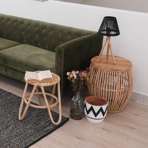 Top Supplier Rattan Foot <b>Stools</b> With Round <b>Cushion</b> Multifunctional Ottoman Table Converted to <b>Stool</b> - Product Image 5