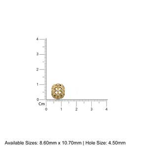 Cuentas de oro macizo de 18k con 3 hileras de diamantes y orificio grande / Accesorios para la fabricación de joyas para collares o pulseras con dijes - Product Image 2