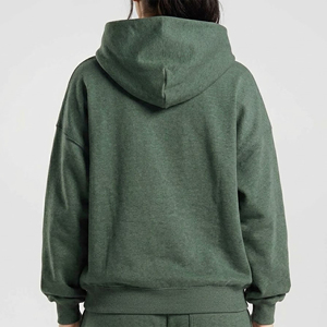 เสื้อฮู้ดดี้ผู้หญิงทรงโอเวอร์ไซส์ สีพื้น ล้างสีแบบแอซิดวอช สำหรับฤดูหนาว แบบไหล่ตก แฟชั่นทันสมัย รับผลิตแบบ OEM/ODM พร้อมโลโก้ตามสั่ง ไซส์พลัส - Product Image 6