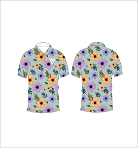 เสื้อโปโลพิมพ์ลายดอกไม้สำหรับผู้ชาย แขนสั้น สไตล์ลำลอง เหมาะสำหรับกอล์ฟ รับผลิตตามแบบ พร้อมโลโก้ OEM ODM ขายส่ง - Product Image 3