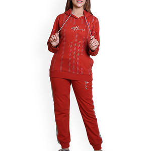 Survêtements de jogging pour femmes de haute qualité, taille personnalisée, pull oversize, survêtement rouge, haut long, motif uni, polaire, saison hivernale - Product Image 1