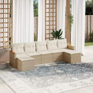 Conjunto de Sofás Modulares Grandes de Ratán Sintético PE Beige para Jardín, Muebles Modulares Cómodos para Exteriores - Product Image 1