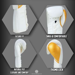 Gants de boxe en cuir véritable de qualité supérieure, à lacets, pour entraînement, sparring, kickboxing, Muay Thai, combats professionnels - Product Image 5