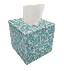 Boîte à mouchoirs décorative haut de gamme en résine avec incrustations de os pour la décoration intérieure moderne de salle de bain, chambre et salon - Product Image 2