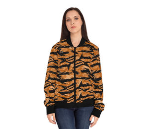 Blouson Bomber Varsity Personnalisé Imprimé Léopard Camouflage Matelassé Imperméable Réversible en Soie Satinée Tricotée avec Impression par Transfert Thermique - Product Image 3