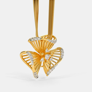 Collier pendentif en or jaune avec motif floral abstrait et diamant de laboratoire - Product Image 4
