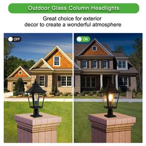 Lanterne de poteau extérieure vintage en métal noir et verre transparent de 21 po (lot de 2) pour jardin, portail, allée, éclairage de chemin - Product Image 5