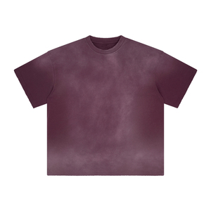 T-shirt léger et fin à manches courtes pour homme, délavé à l'acide, avec impression de logo personnalisé, vente en gros, motif uni, logo personnalisé, style vintage - Product Image 3