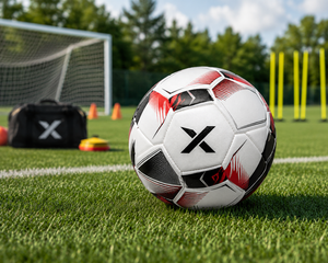 Ballon de football personnalisé X, blanc, noir, orange, logo X, ballons d'entraînement |   OEM ODM |   Fabricant |   Design et qualité haut de gamme - Product Image 5