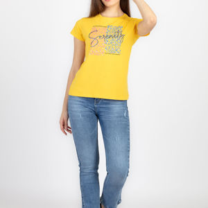 เสื้อยืดคอกลมแขนสั้นสีเหลืองลายเสือดาว ดีไซน์เซเรนิตี้ ทรงปกติ สไตล์ลำลอง ผ้าฝ้ายแคนวาส สำหรับผู้หญิง - Product Image 3