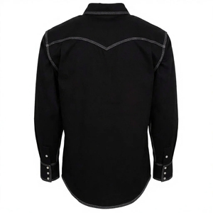 Chemises de travail pour hommes en coton léger et respirant de haute qualité 2025, style occidental, avec surpiqûres contrastées et impression sérigraphiée - Product Image 6