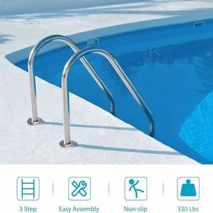 Ergonomic Stainless Steel Pool Ladder with 3 Non-Slip Steps for Inground Pools and Swimming Han - Product Image 1