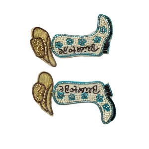 Beaded Earrings for Women Orange White Blue Colour Fabric Material Bride-to-Be Accessory for Wedding Patriotic <b>Memorial</b> - Product Image 1