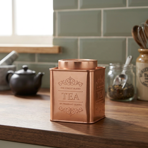 Premium Stainless Steel Tea <b>Tin</b> Box Airtight Metal Tea Storage Canister Elegant Copper Finish Kitchen Organizer for Tea and Coff - Product Image 3
